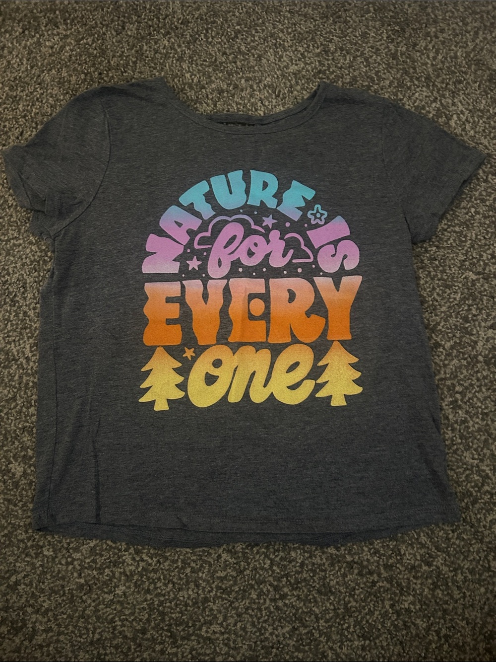 Kids' 'Nature for Everyone' Graphic Tee - Charcoal with Rainbow Print